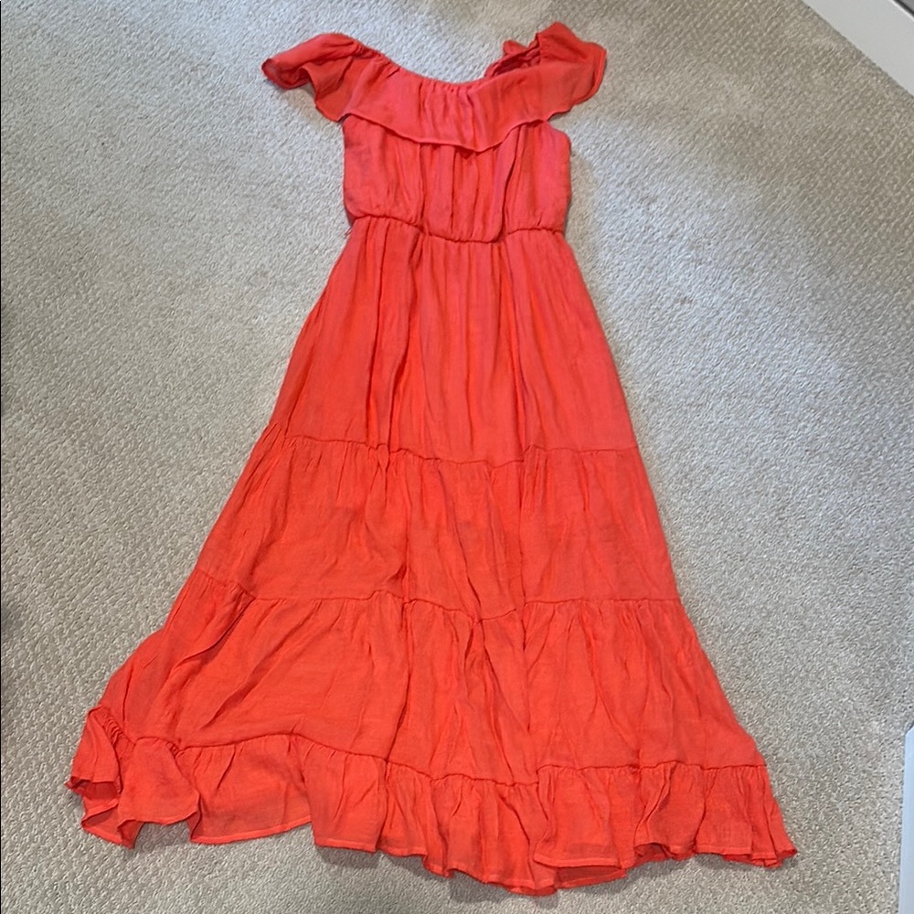 Off-Shoulder Red Maxi Dress